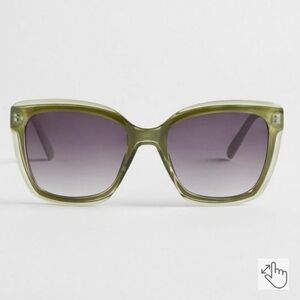 🆕️ OLIVE GREEN RECTANGLE SMOKE LENS SUNGLASSES